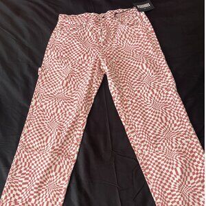 NWT Pleasures Size 34 Washy Double Knee Work Pants P23F008-Red